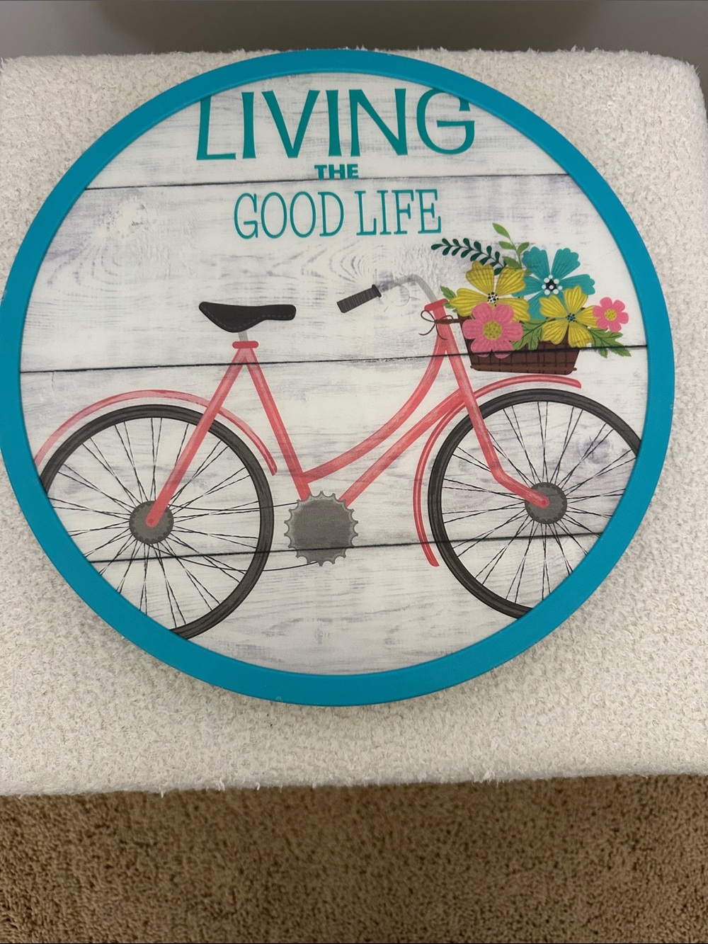Living the Good Life Teal Rim Bicycle Lazy Susan